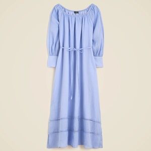 New JCREW Size 3X Gathered Maxi Dress in Ramie Hazy Hydrangea $248 CL646
